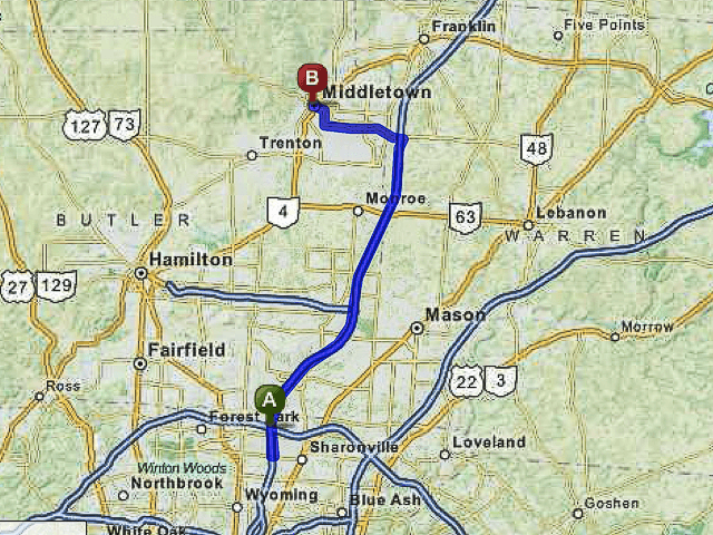 Driving Directions from Cincinnati to PAC